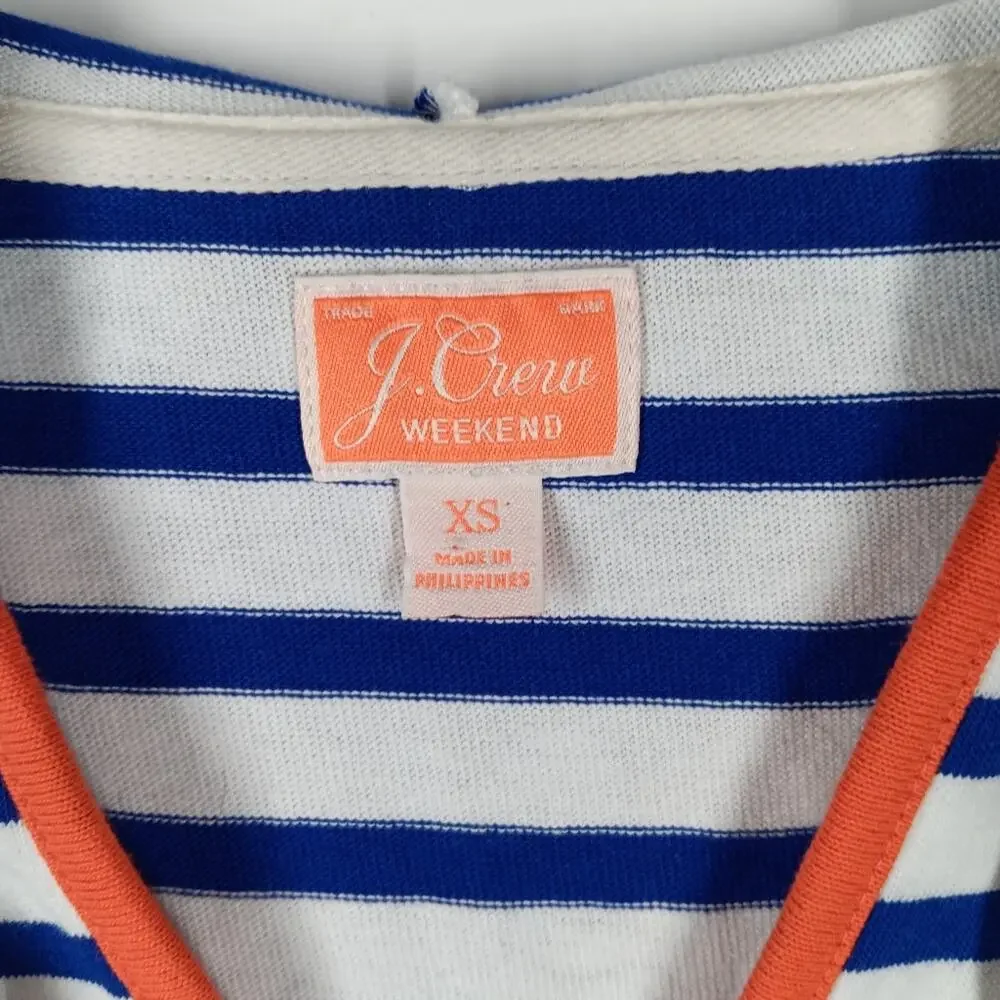 J Crew Weekend Tipped V Neck Hoodie Striped size XS